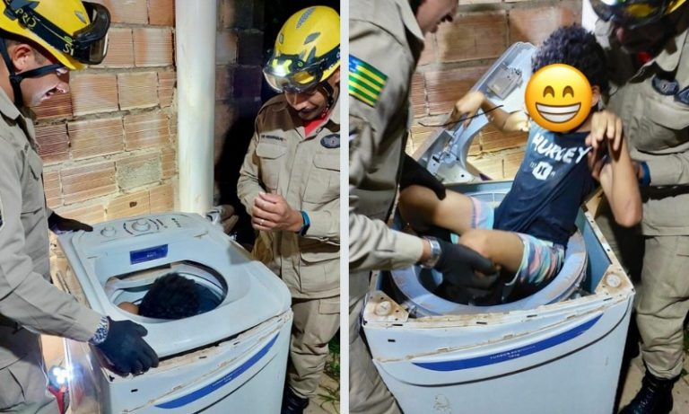 Criança é resgatada após ficar presa em máquina de lavar em GO