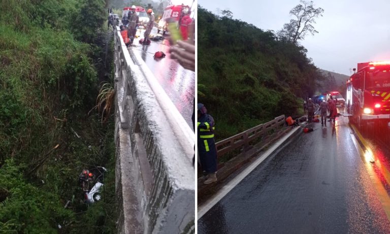 Rodovia é interditada após carro cair de ponte no ES