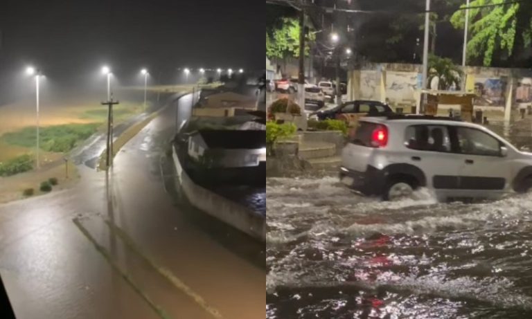 Chuva forte alaga ruas e causa prejuízo a comerciantes em Guarapari