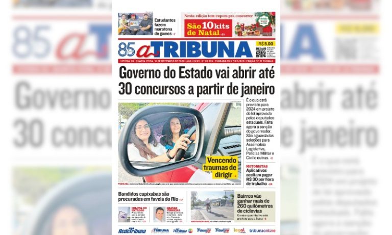 Confira os destaques do jornal A Tribuna desta quarta-feira