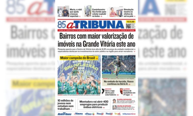 Confira os destaques do jornal A Tribuna desta quinta-feira