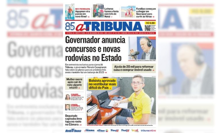 Confira os destaques do jornal A Tribuna desta quinta-feira
