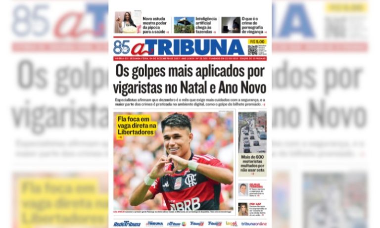 Confira os destaques do jornal A Tribuna desta segunda-feira