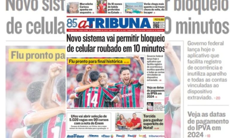 Confira os destaques do jornal A Tribuna desta terça-feira