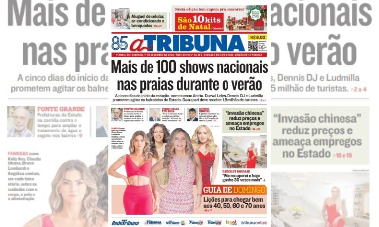 Confira os destaques do jornal A Tribuna deste domingo