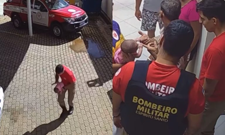 VÍDEO | Recém-nascida engasga e é salva por bombeiro no ES