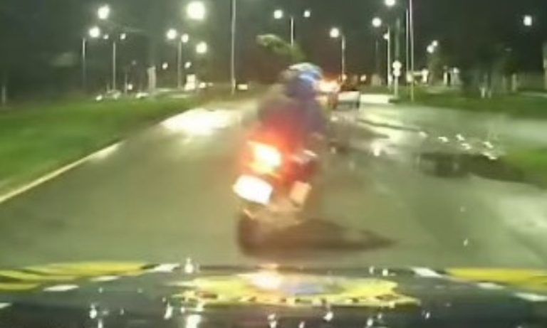 VÍDEO | Suspeito em moto furtada sofre acidente ao tentar fugir da PRF na BR-101
