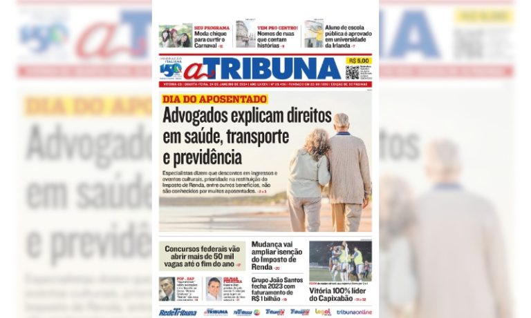Confira os destaques do jornal A Tribuna desta quarta-feira