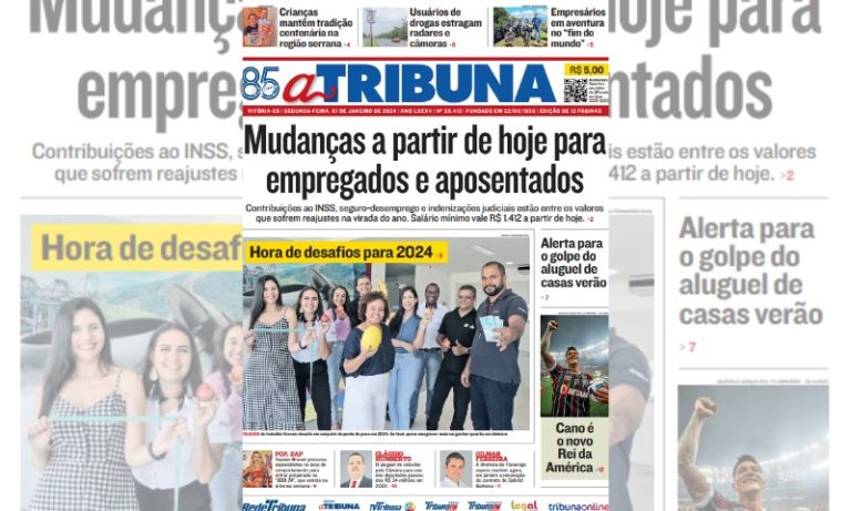 Confira os destaques do jornal A Tribuna desta segunda-feira