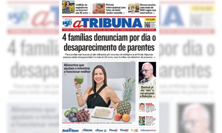 Confira os destaques do jornal A Tribuna desta segunda-feira