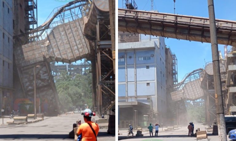 Queda de estrutura metálica deixa dois feridos em indústria na Serra