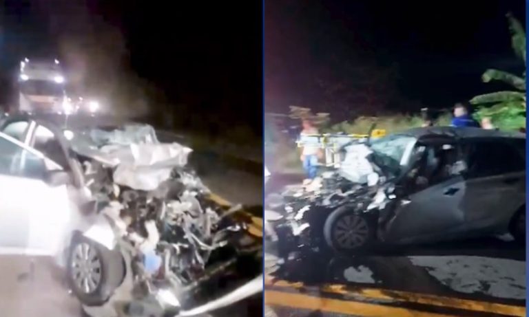 Acidente entre carro de passeio e carreta deixa um ferido na BR-101 em Fundão