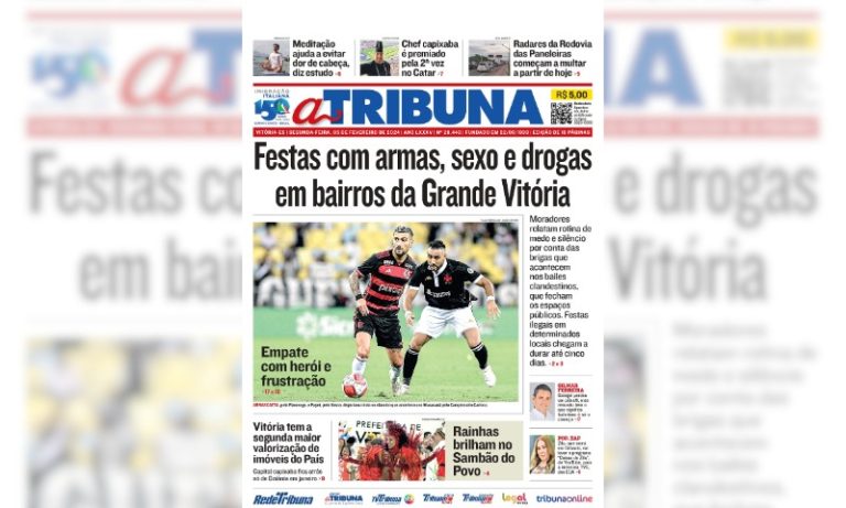 Confira os destaques do jornal A Tribuna desta segunda-feira