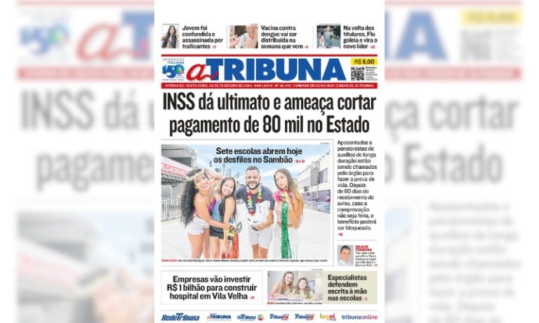 Confira os destaques do jornal A Tribuna desta sexta-feira