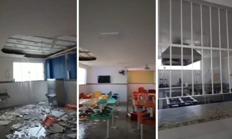 Creche com aulas suspensas em Guarapari após desabamento do gesso no refeitório