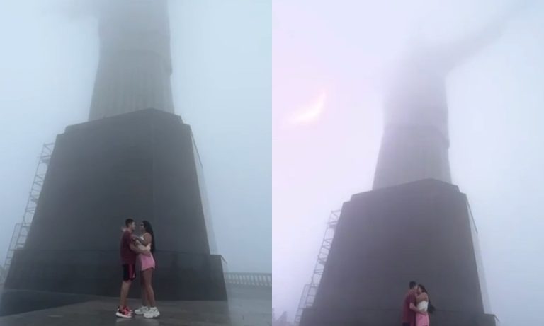 VÍDEO | Raio atinge o Cristo Redentor durante foto de casal