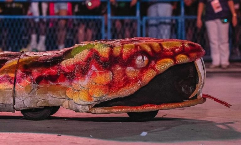 Veja bastidores de como funcionava a estrutura da cobra da Viradouro