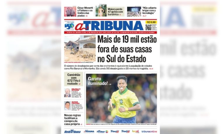 Confira os destaques do jornal A Tribuna desta quarta-feira