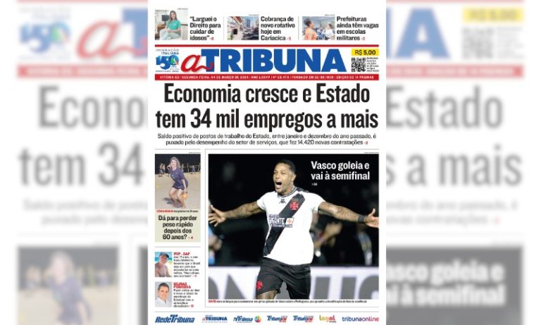 Confira os destaques do jornal A Tribuna desta segunda-feira