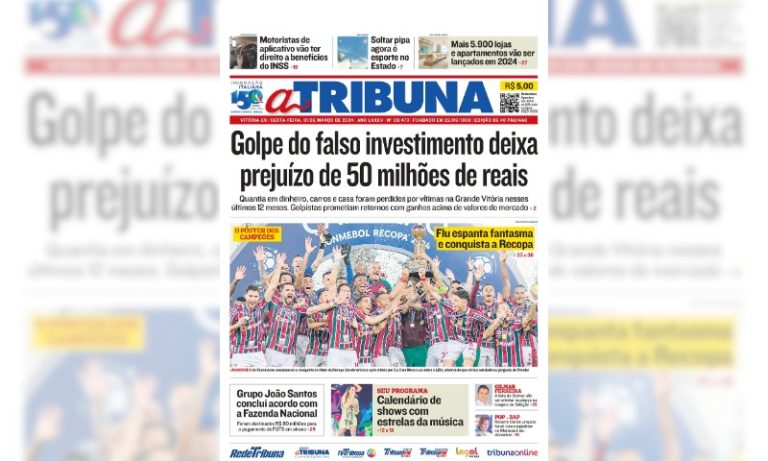 Confira os destaques do jornal A Tribuna desta sexta-feira