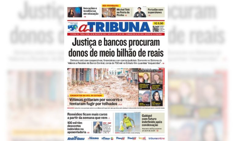 Confira os destaques do jornal A Tribuna desta terça-feira