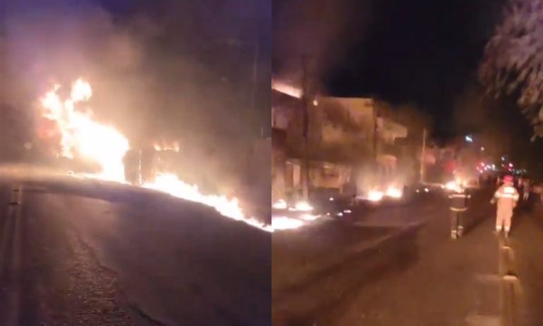 Motorista morre após caminhão com carga de combustível tombar e pegar fogo em BH