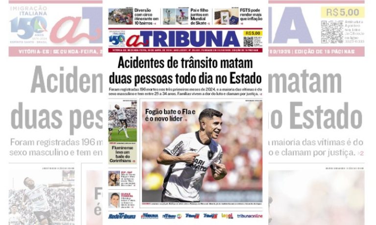 Confira os destaques do jornal A Tribuna desta segunda-feira
