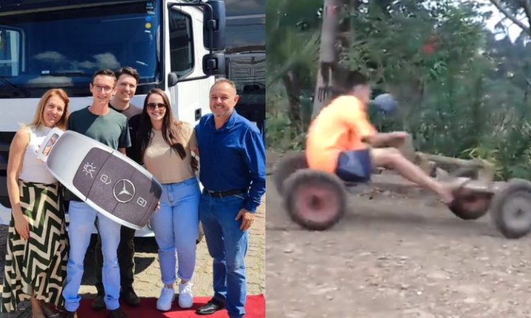 Lembra do ‘taca-le pau’? Responsável pelo meme compra caminhão e comemora