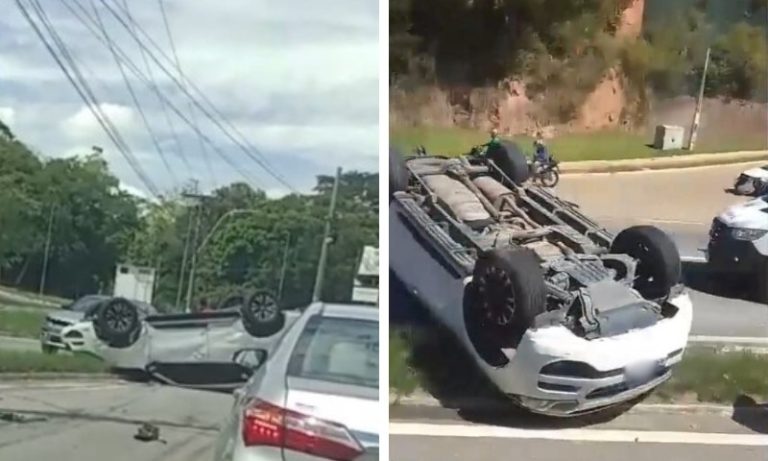 Três crianças ficam feridas após carro capotar no Sul ES