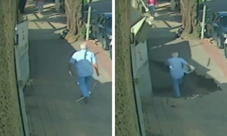 VÍDEO | Médico é “engolido” por cratera após calçada ceder no ES