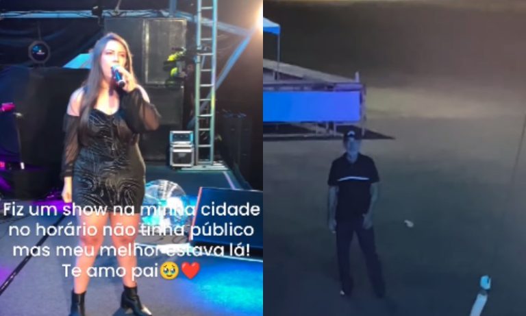 Cantora do ES viraliza ao fazer show com apenas o pai na plateia