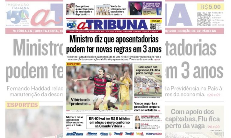 Confira os destaques do jornal A Tribuna desta quinta-feira