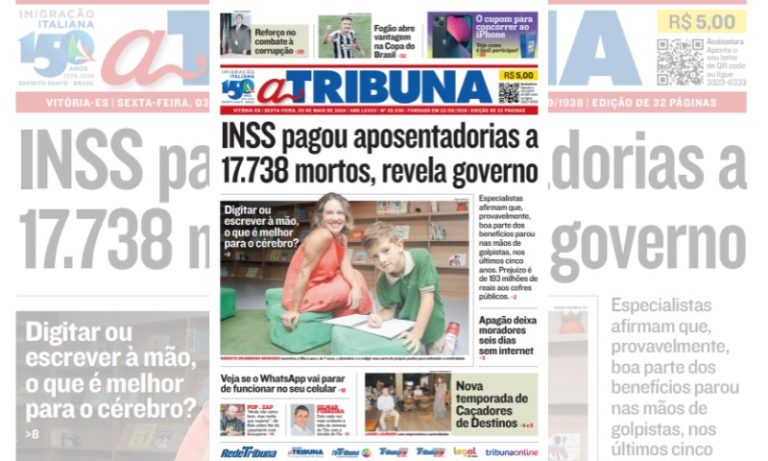 Confira os destaques do jornal A Tribuna desta sexta-feira