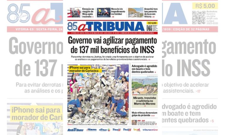 Confira os destaques do jornal A Tribuna desta sexta-feira