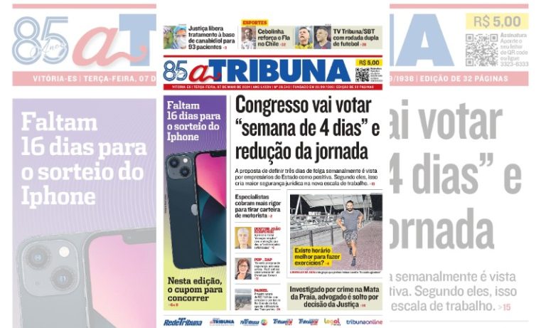 Confira os destaques do jornal A Tribuna desta terça-feira
