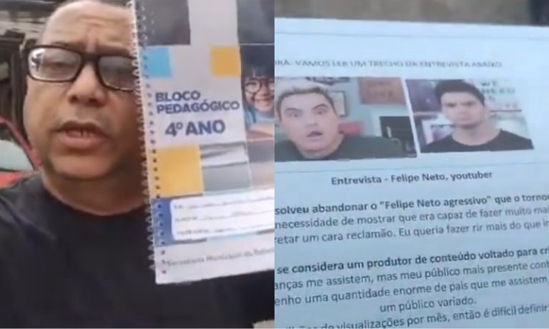 Homem vira réu após xingar Felipe Neto ao vê-lo em apostila de escola