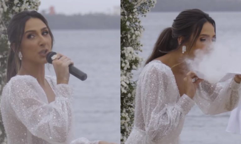 Noiva do ES viraliza com brincadeira durante votos de casamento: “Deu até poeira”