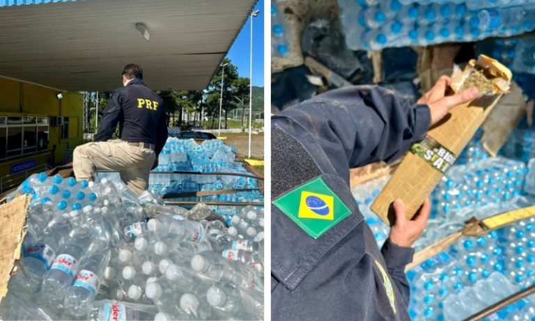 PRF encontra toneladas de maconha em fundo falso de carreta com doações para o RS