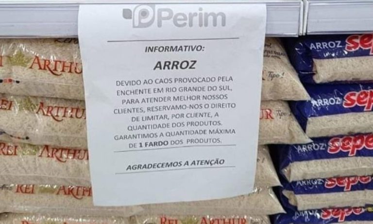 Supermercados do ES limitam compra de arroz após tragédia no Rio Grande do Sul