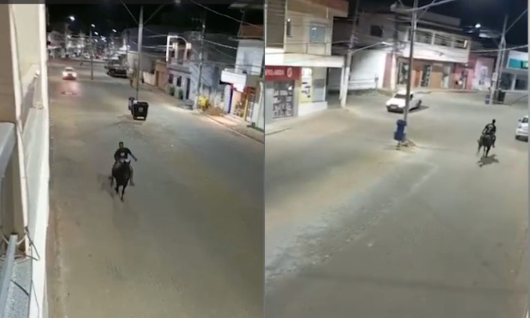 VÍDEO | Jovem montado em cavalo é perseguido por policiais no Sul do ES