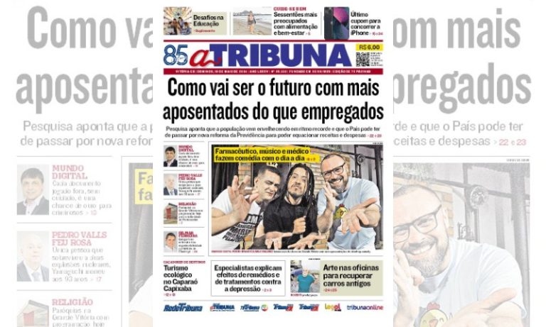 Veja os destaques do jornal A Tribuna deste domingo, dia 19 de maio