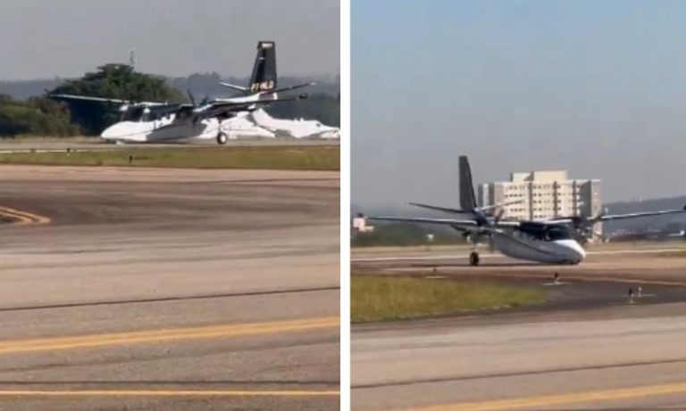 Avião faz pouso forçado no aeroporto de Sorocaba; veja vídeo