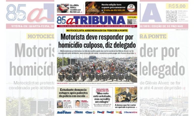 Confira os destaques do jornal A Tribuna desta quarta-feira