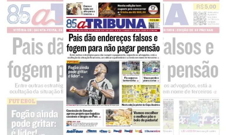 Confira os destaques do jornal A Tribuna desta quinta-feira