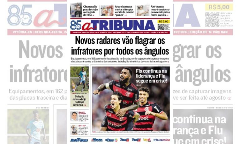 Confira os destaques do jornal A Tribuna desta segunda-feira