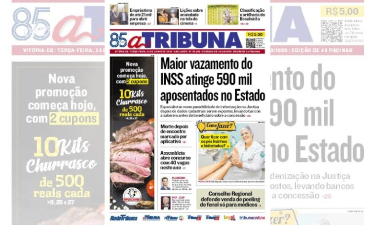 Confira os destaques do jornal A Tribuna desta terça-feira