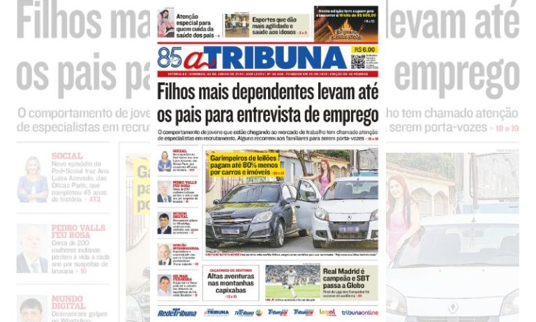 Confira os destaques do jornal A Tribuna deste domingo
