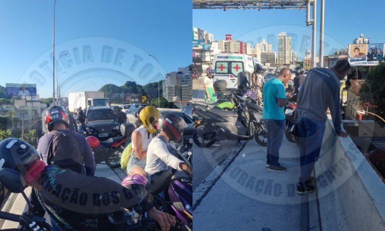 Motociclista sofre acidente e é arremessado da Terceira Ponte