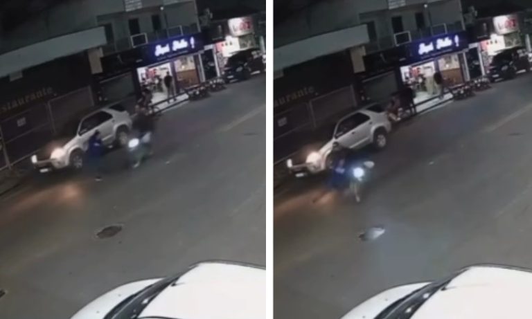 Mulher é atropelada por moto na faixa de pedestres no ES