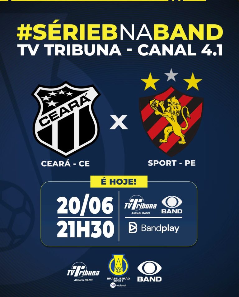 TV Tribuna/Band vai transmitir Ceará x Sport nesta quinta-feira